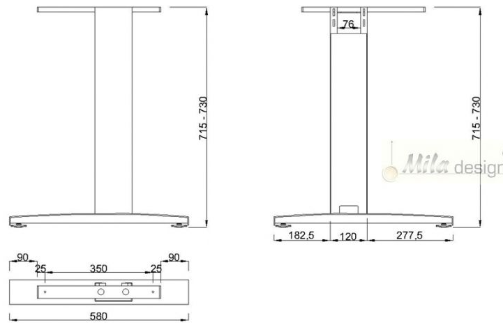 Technický obrázek Stolní podnož ST227/60