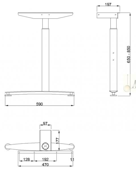 Technický obrázek Stolní podnož Linear LN3303R, výškově nastavitelná