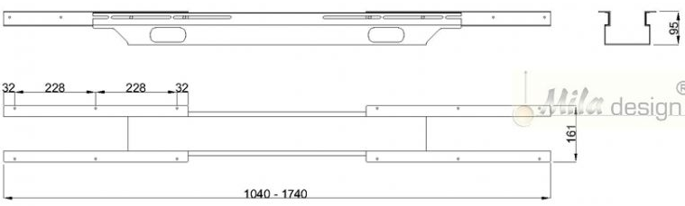 Technický obrázek Spojovací příčka s regulací LN0001 11-18