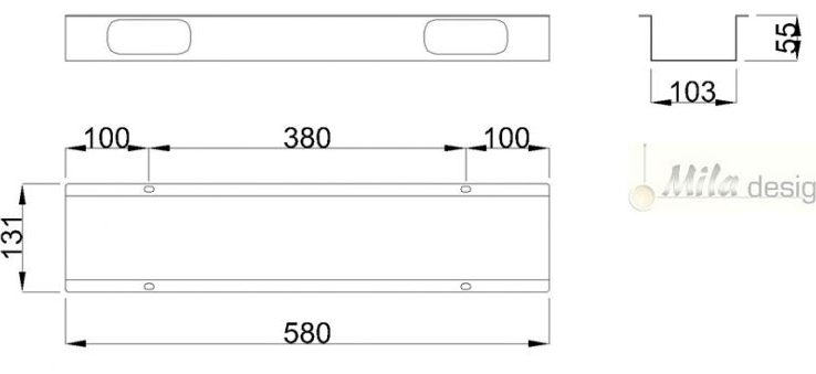 Technický obrázek Závěsný kabelový kanál pro řadu Linear, 580mm