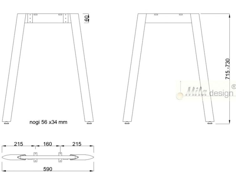 Technický obrázekStolní podnož Mobilar M5406T-S