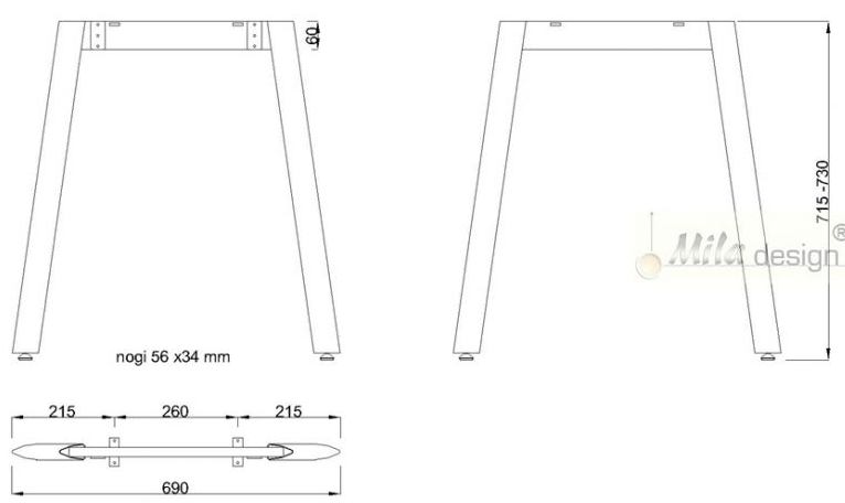 Technický obrázek Stolní podnož Mobilar M5407T-S