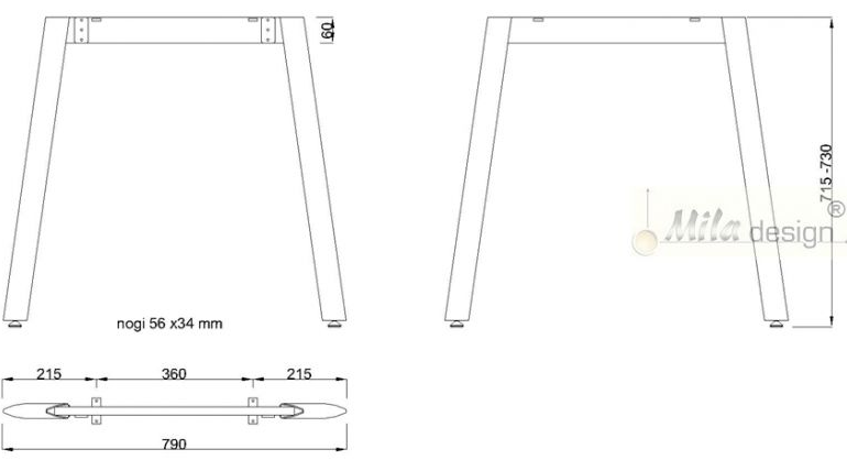 Technický obrázek Stolní podnož Mobilar M5408T-S