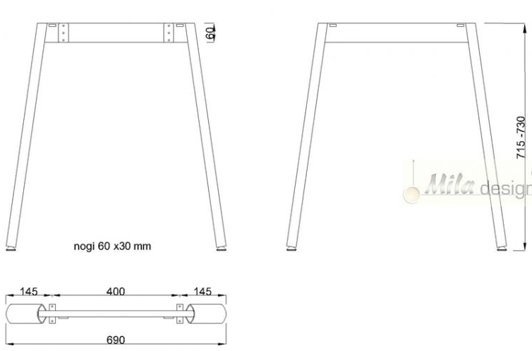 Technický obrázek Stolní podnož Mobilar M6308E-S