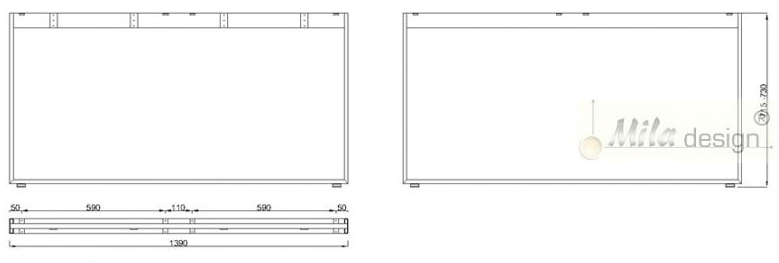 Technický obrázek Stolní podnož Mobilar M6214-Z