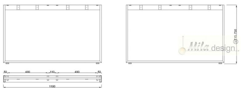 Technický obrázek Stolní podnož Mobilar M8212-Z