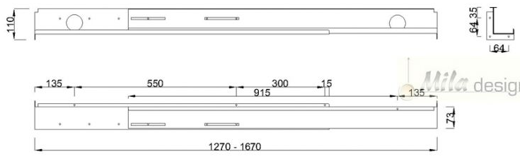 Technický obrázek Spojovací tyč s regulací MBR08-12