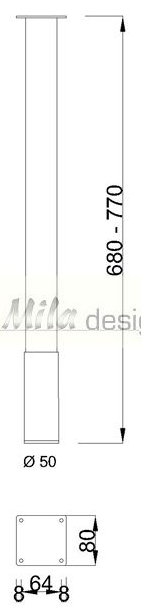 Technický obrázek Rohová noha ST501 + úchyt ST955 4x90°, výškově nastavitelná