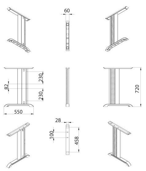 Technický obrázek Stolní podnož DN-280