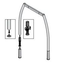 Technický obrázek Change - noha pro výškové nastavení dvojitých podnoží