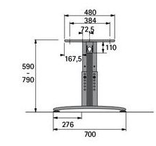Technický obrázek Change Basic - Základní noha T, s výškovým nastavením
