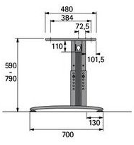 Technický obrázek Change Basic - Základní noha C, s výškovým nastavením