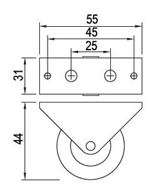 Technický obrázek kolečko 449, Ø40mm, pevné