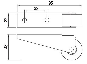 Technický obrázek kolečko 453, Ø40mm, pevné