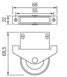 Technický obrázek kolečko 454, Ø45mm, pevné