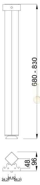 Technický obrázek Stolová noha ST554