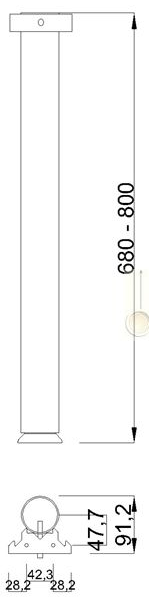 Technický obrázek Stolová noha ST567