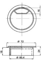 Technický obrázek Kabelová průchodka Ø60, plast