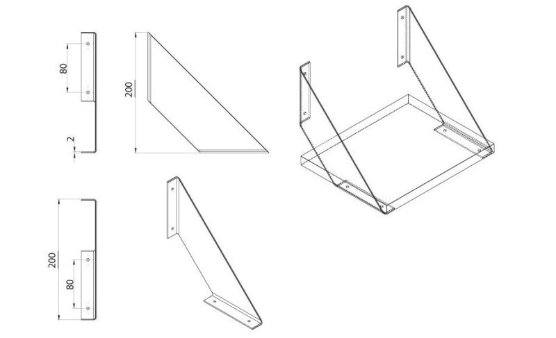 Technicky nakres policove podpery wm-1005