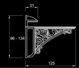Technický obrázek Policová podpěra Barocco, starocin