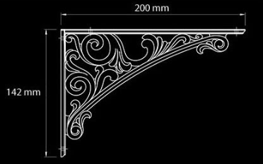 Technický obrázek Policová podpěra Barocco, starozlatá