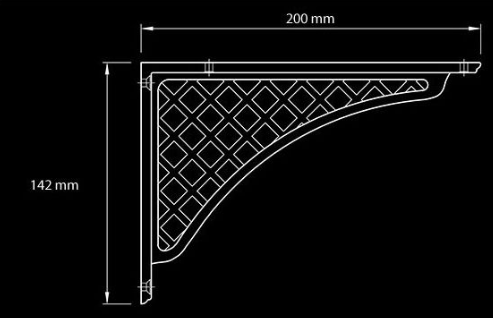 Technický obrázek Policová podpěra Coloniale, starozlatá