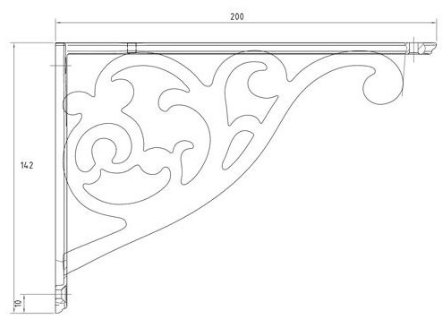Technický obrázek Policová podpěra Coloniale, bílá