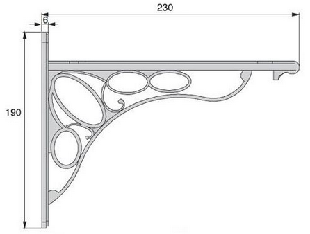 Technický obrázek Policová podpěra Liberty, starocin