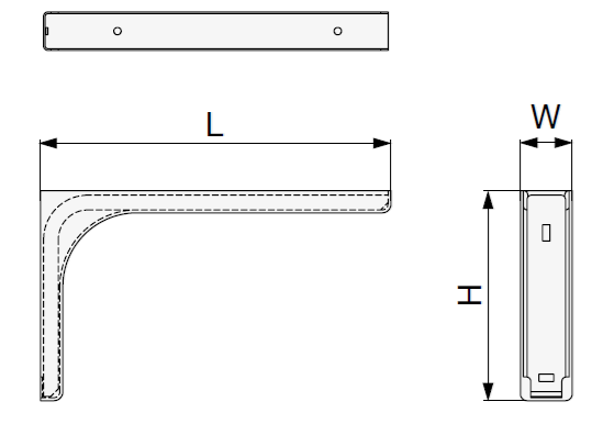 Technický nákres Riex JK28 policová podpěra s plastovým krytem 114x183 mm