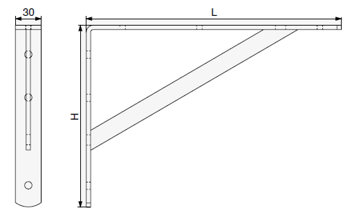 Technický nákres Riex JK25 policová podpěra 240x350 mm
