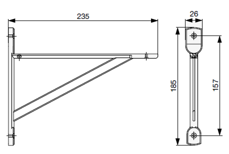Technický nákres Citterio Giulio JK59 policová podpěra, francouzský patinovaný bronz
