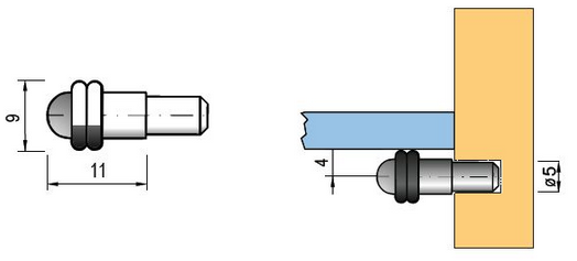 Technický obrázek policova podpěra MV05