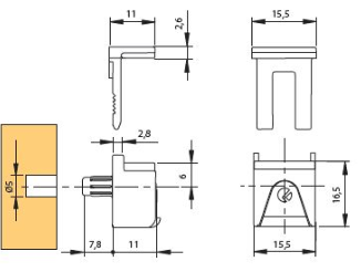 Technický obrázek podpěrka na skleněné police, Kubic