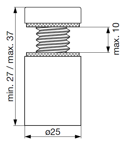 Technický nákres úchyt na sklá a zrkadlá Riex JK30