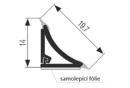 Technický nákres Těsnící lišta L15C, nerez
