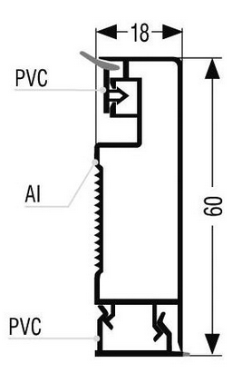 Technický obrázek těsnící lišta L60, hliník
