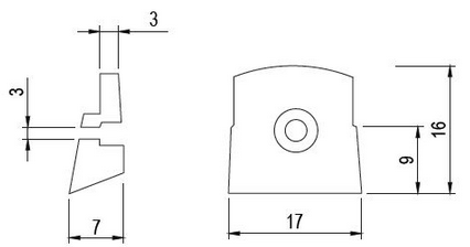 Technický obrázek držák skla
