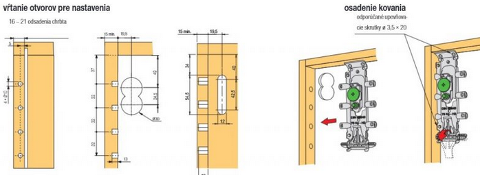 Technický obrázek neviditelné rektifikační kování Libra H2