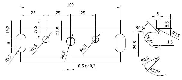Technický obrázek Upevňovací - montážní lišta pro rektifikační kování