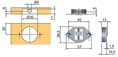 Technický obrázek Závěsné kování