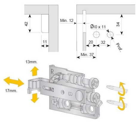 Technický obrázek Rektifikační kování ZM-278