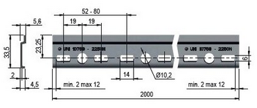 Technický obrázek Závěsná lišta B3
