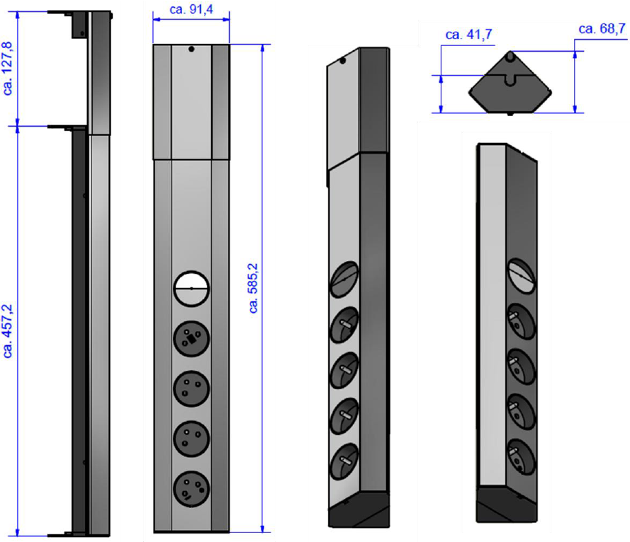 Technický nákres Zásuvková lišta pro Kuchyně CASIA