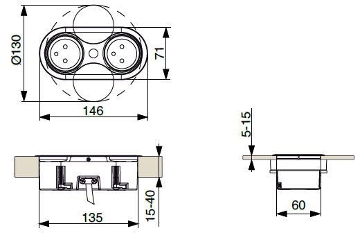 Technický nákres SFL Eight 2x 230 V