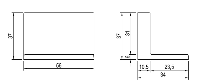 technický obrázek závěsné kování boční