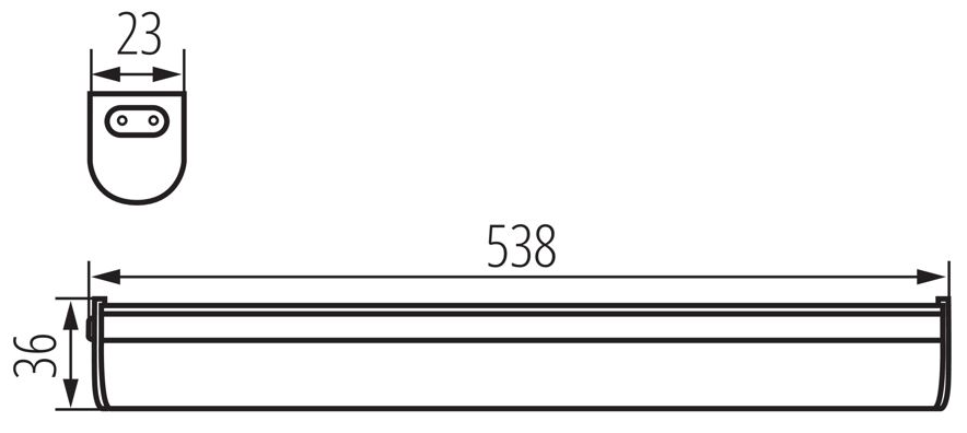 Technický nákres svítidlo Mera LED 10W neutrální bílá 538mm, bílá