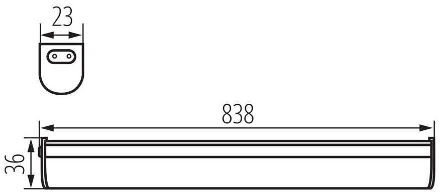 Technický nákres svítidlo Mera LED 15W neutrální bílá 838mm, bílá