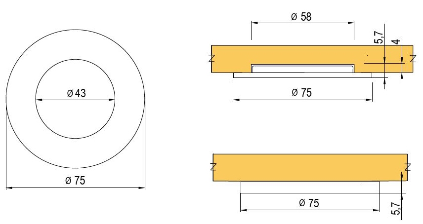 Technický nákres Bailen bodové světlo - teplá bílá