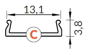 Technický nákres Krycí lišta, naklapávací, průsvitná