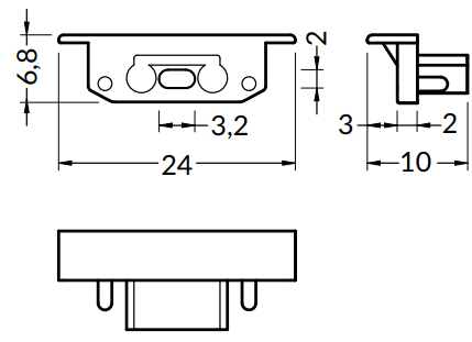 Technický nákres Rovné koncovky k profilu Groove, bíle (pár)
